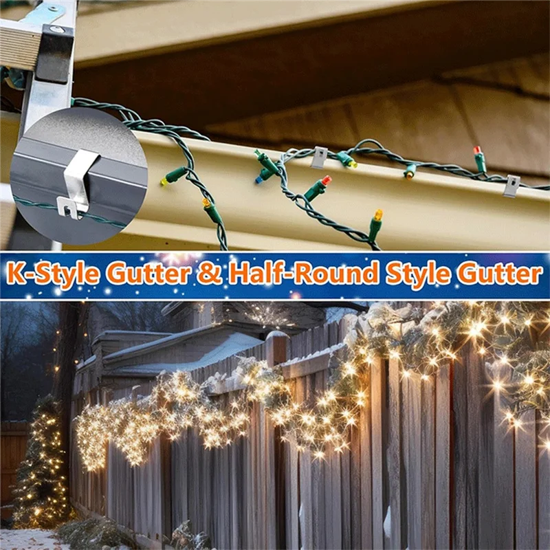 AF90-50 Pcs Christmas Lights Gutter Hooks Holiday Lights Hooks Gutter Hangers For Xmas Lights Outside Decoration