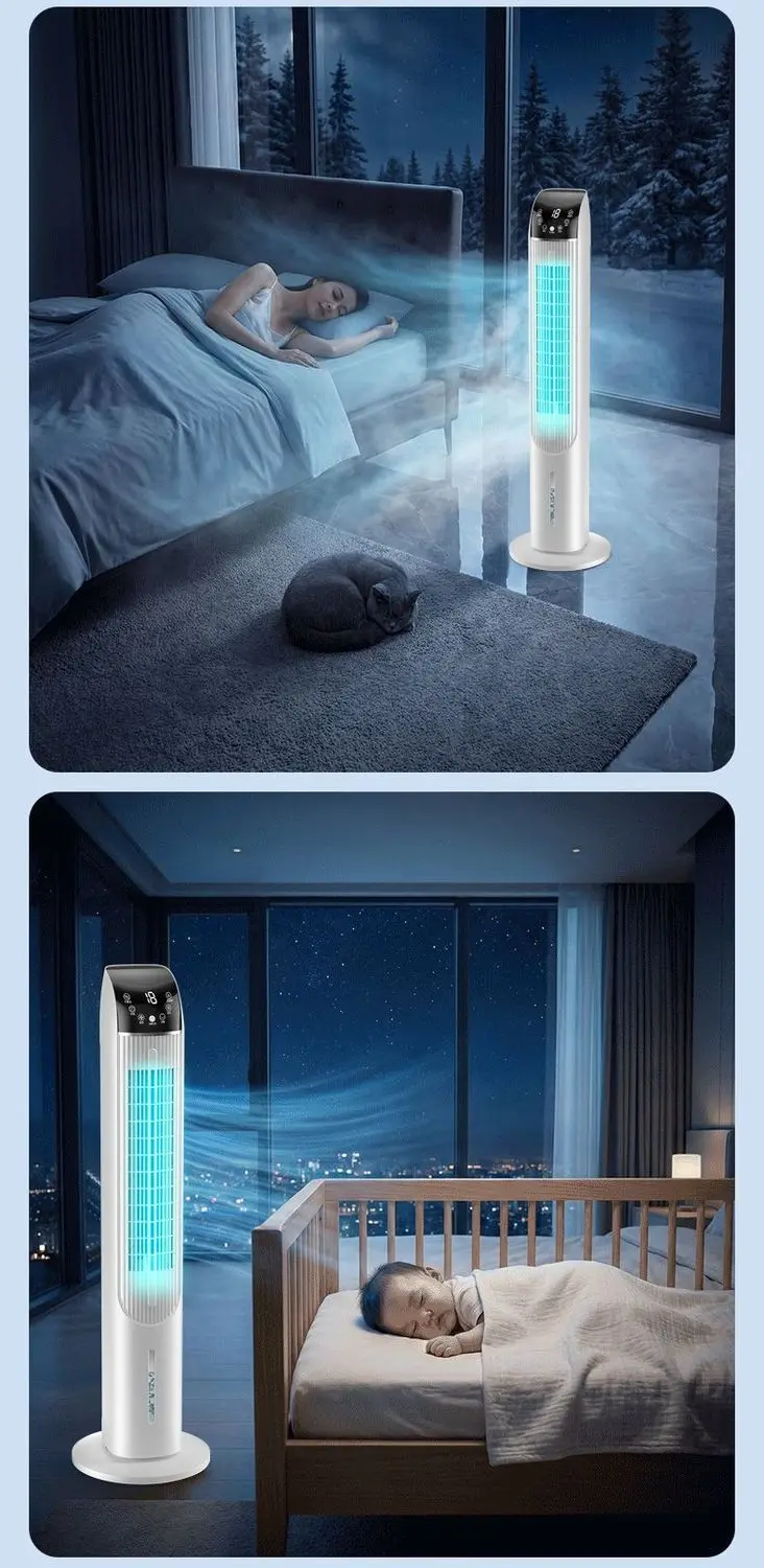 Cooling cooling fan, household small water-cooled air cooler, bladeless tower fan for bedroom