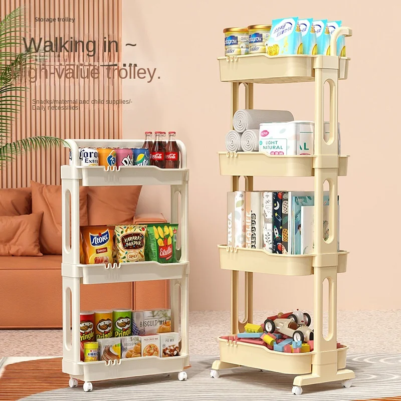 

trolley rack household multi-layer bedroom storage rack floor-to-ceiling bathroom kitchen mobile snack toy trolley