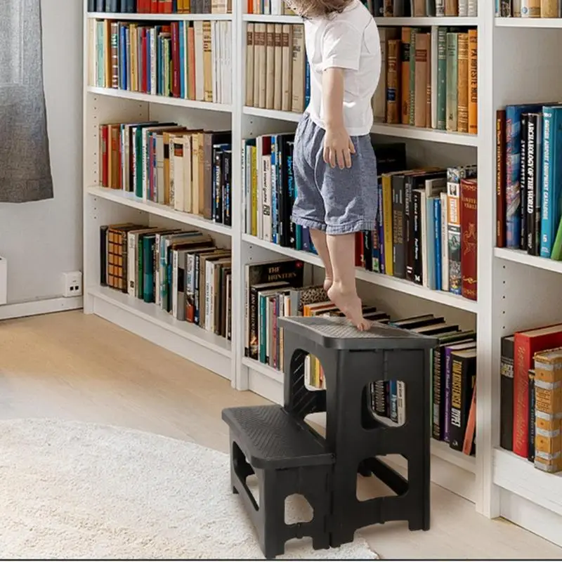 2 Step Stool Foldable Load Stepping Stool Bedside Stool Kitchen Ladder Lightweight 2 Step