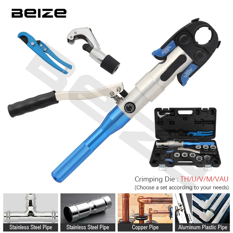 Hydraulic Pipe Crimping Tool for PEX, Stainless Steel, Copper Pipes, Professional Pressing Pliers for Plumbing