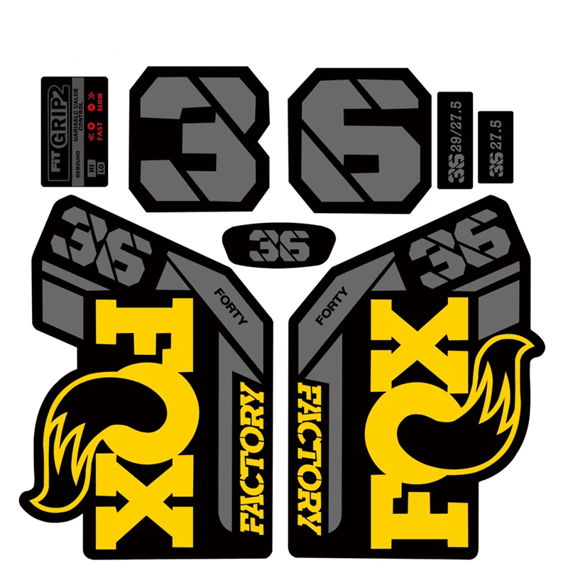 36 FACTORY SC 2021 STEP CAST Aufkleber, Wasserdichte MTB-Vordergabel-Sticker, Vinyl-Fahrradrahmen-Schutzdekor