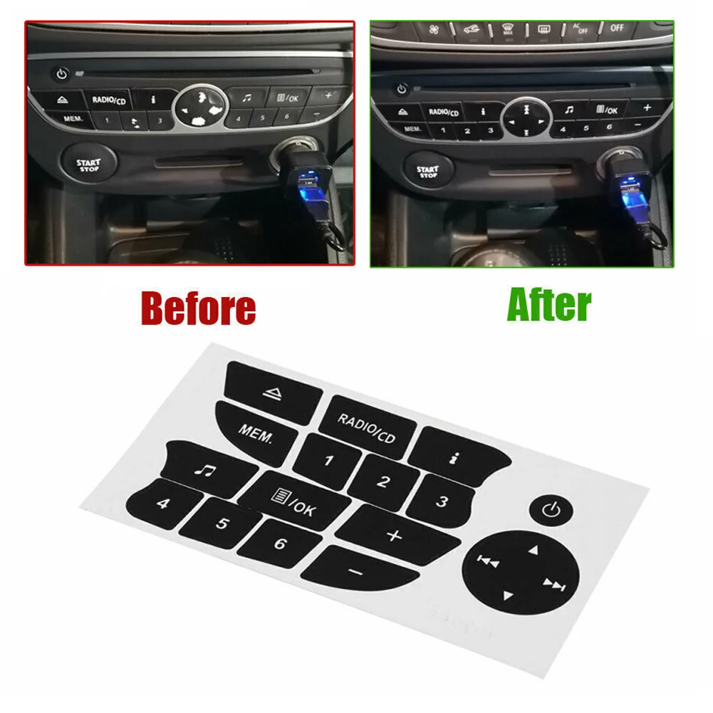 Radio CD Aufkleber Reparatur Getragen Knopf Schalter For Megan Clio 2009-2011 Audio Button Repair Decals Sticker