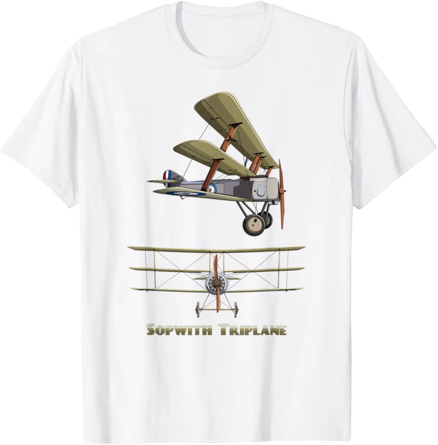 تي شيرت Sopwith Triplane British WW1 Fighter Plane Diagram بأكمام قصيرة كاجوال 100% قطن