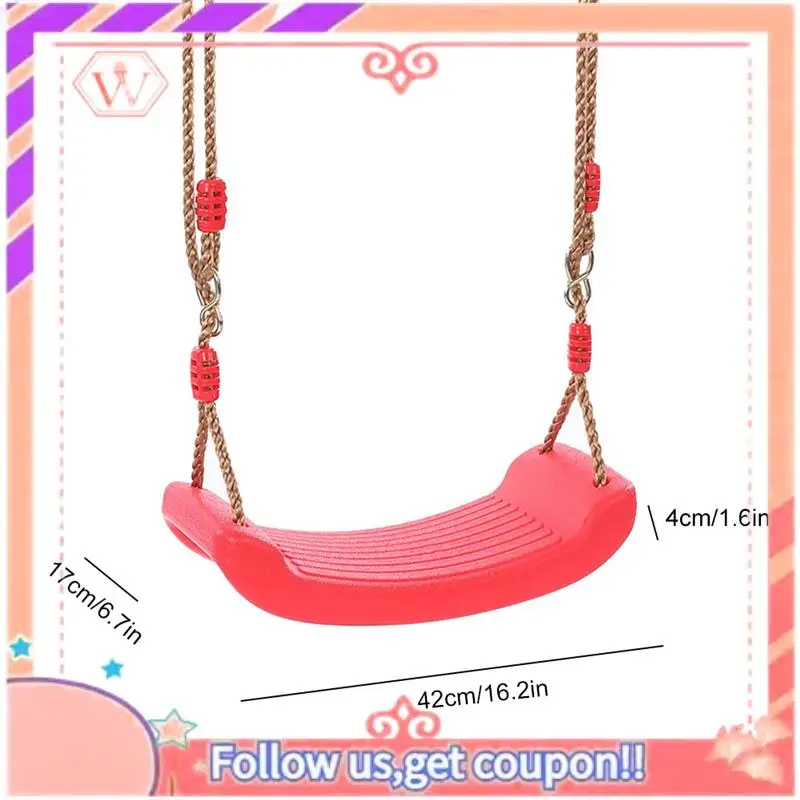 Upgraded 1 PCS Swing Seat Board Plastic Swing Set Easy Install Swing Set With Rope Red Maximum Load 86Kg For Boys Girls Outdoor