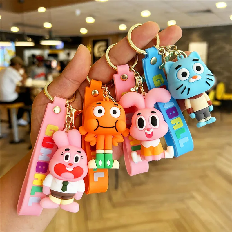 Cartoon Cute The Amazing World of Gumball Toys Keycahin Car Key Ring Cartoon Sweet Pink Angel Doll Backpack Pendant Ornaments Ac