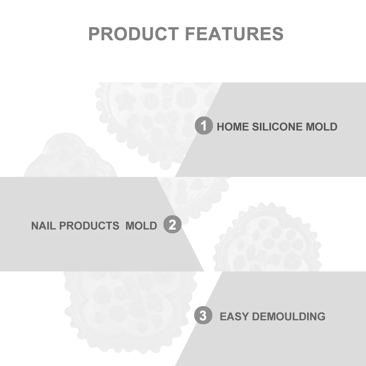 

4Pcs Silicone Mold Nonstick Easy Demould Nail Salon Heart Flower Shape Nail Art Molds