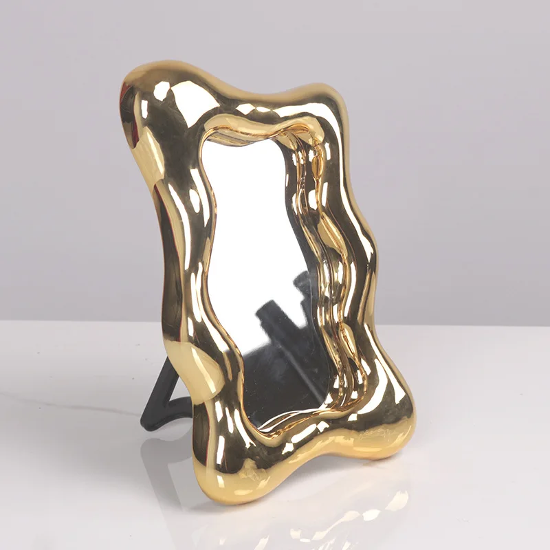 Electroplated resin ornament Nordic modern simple ice cube decorative mirror geometric desktop pumping tissue box combination or