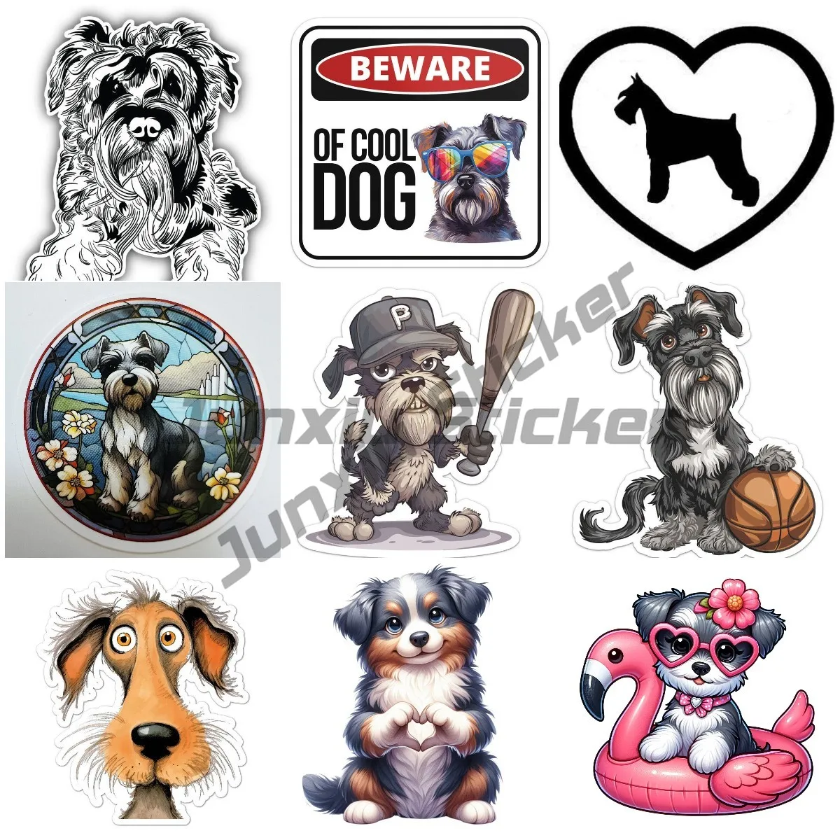 Schnauzer Dog Car Sticker Air Conditioner Vinyl Self-adhesive Decal Scratch Proof Windshield Graphics PVC Decorative Decal