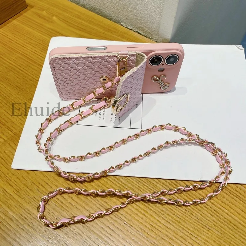 Wallet Case for Samsung Galaxy S24 Ultra S23 FE S20 S21 S22 Plus Note 20 Card Crossbody Strap Lanyard Metal Leather Bag Cover