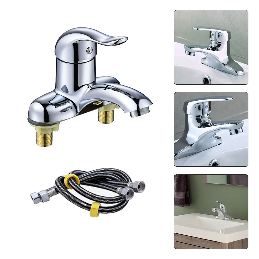 Bathroom Faucet Double-Hole Basin Hot And Cold Water Faucet For Toilet Kitchen Bathroom Plastic Steel Sink Mixer Tap