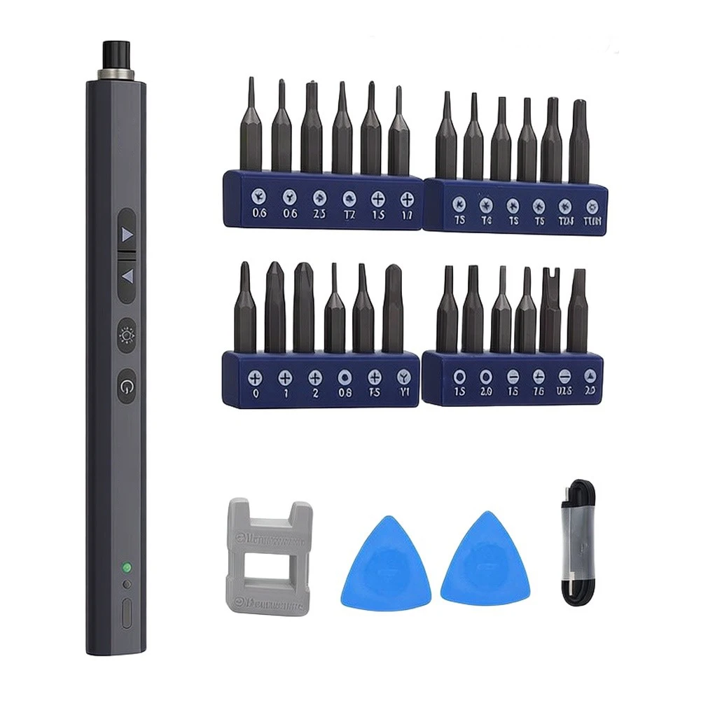 Rechargeable Electric Screwdriver Kit With 24 Bits LED Light Adjustable For Torque For Mobile Phone Repair Home DIY Tool