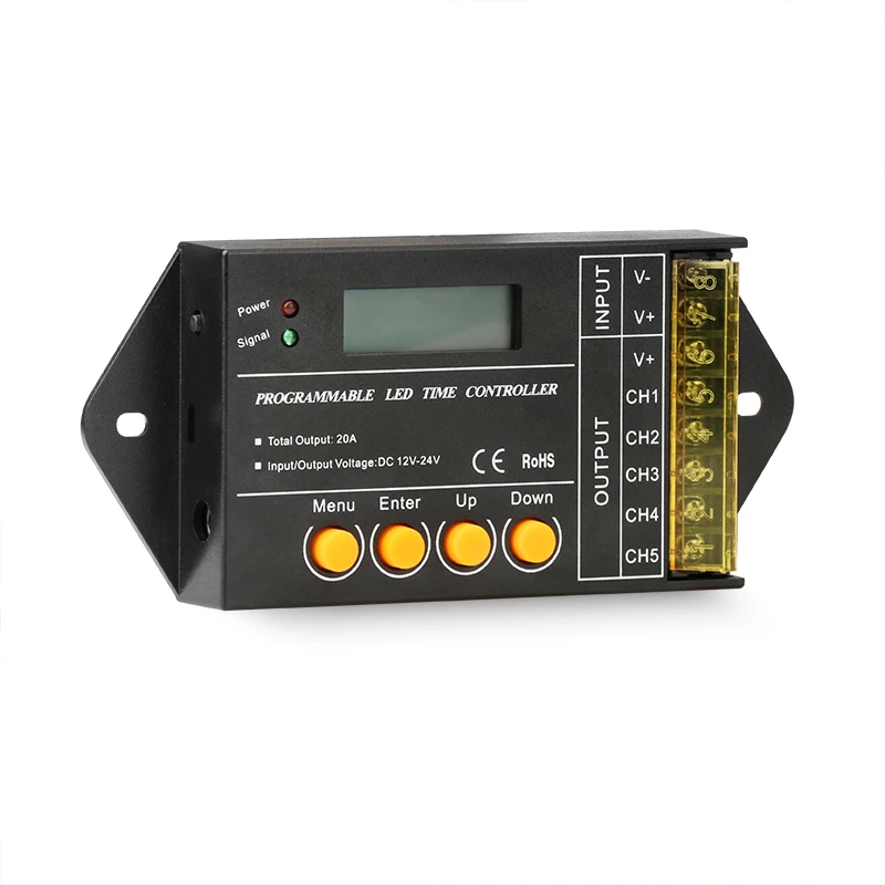 new TC420-SJ mini timer program controller for 5CH LED strip light, 20A total output MAX.