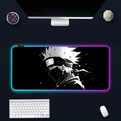 Anime Narutoes Kakashies RGB Pc Gamer Keyboard Mouse Pad Mousepad LED Glowing Mouse Mats Rubber Gaming Computer Mausepad