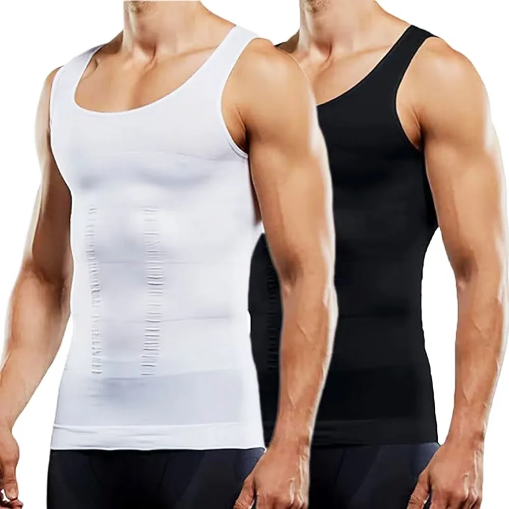 Men's Solid Sports Vest Plus Size Body Shaper Fitness Corset Compression Abdomen Summer Breathable Slim Tops