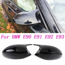 Car Rearview Side Mirror Covers Cap For BMW 1 3 Series E90 E91 E92 E93 E81 E87 E82 E88 Glossy Black Carbon Fiber Replacement