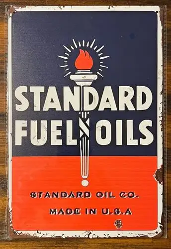 Metallschild „Standard Fuel Oils“ im Vintage-Stil; Wandkunst