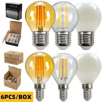 6PCS Edison Bulb LED G45 4W 6W 220V Brown 2700K Vintage Filament Light G45 E27 E14 Decorative Light, Bedroom Light