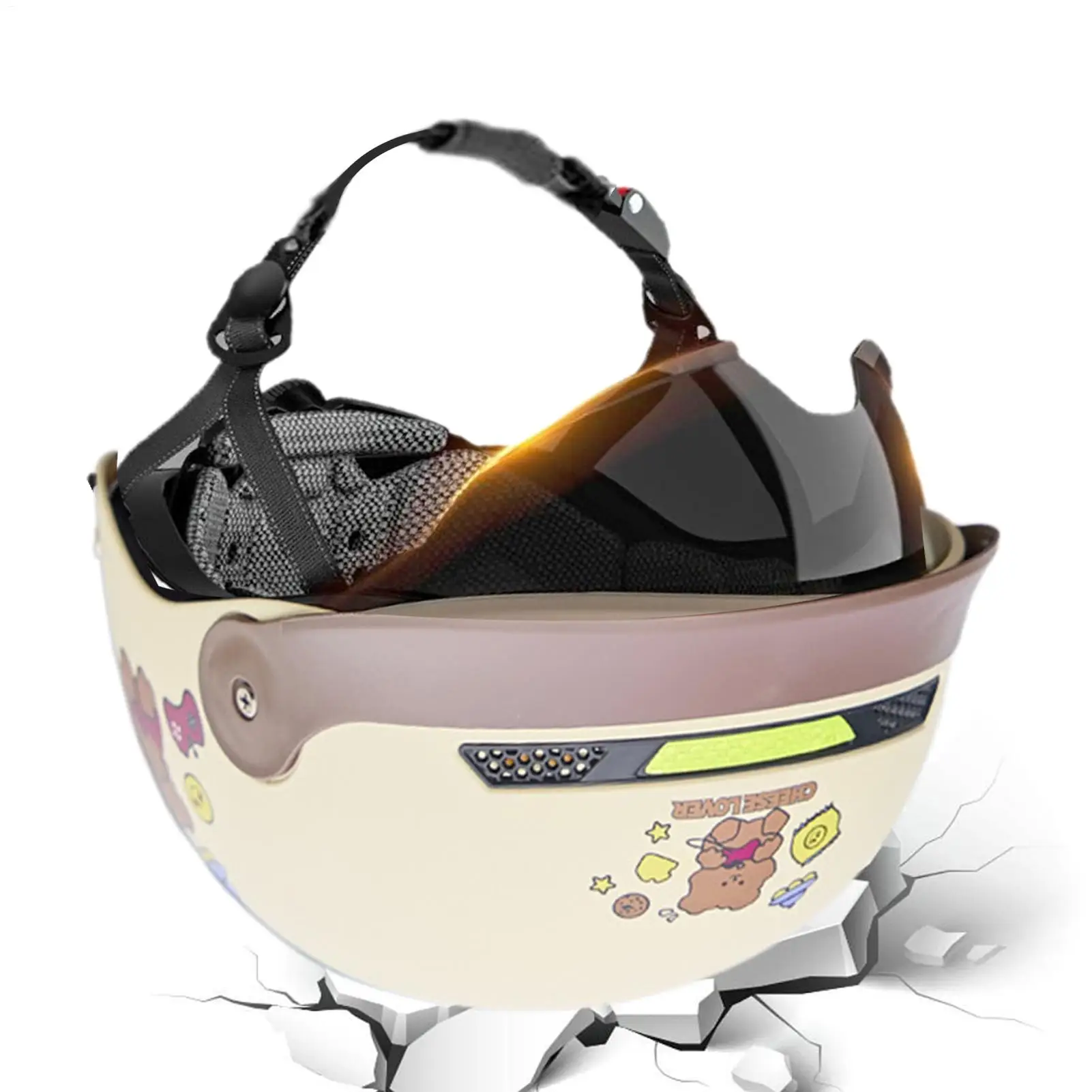 Half Face Helmet Sun Visor Cycling Helmet Quick Release Motorcycle Head Gear For Men Cycling Scooter Skateboard Cruiser Mountain