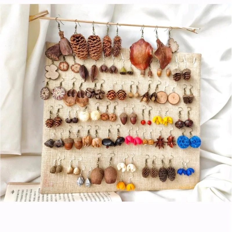 Women's Ethnic Bohemian Earrings Plant Fruit Natural Wood Dried Fruit Unique Handmade Earrings Accessories