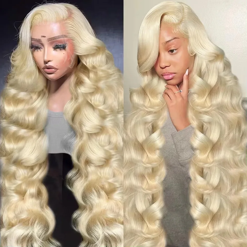 Peruca Frontal de Renda 613 Loiro Mel de 46 Polegadas, Renda Transparente HD 13x6, Densidade 200, Ondas Corporais, Pré-arrancada, Nós Descoloridos