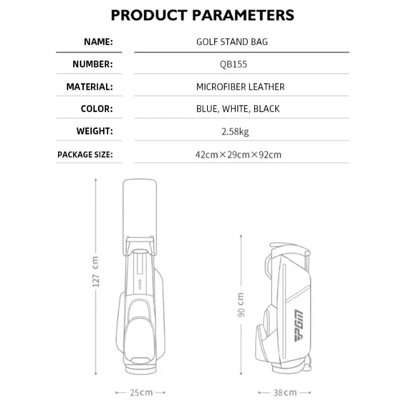 PGM Golf Bags for Men Women Waterproof Design One-piece Bracket Sports Stand Bag with 5 Divider QB155 Can Hold 13-14 Clubs