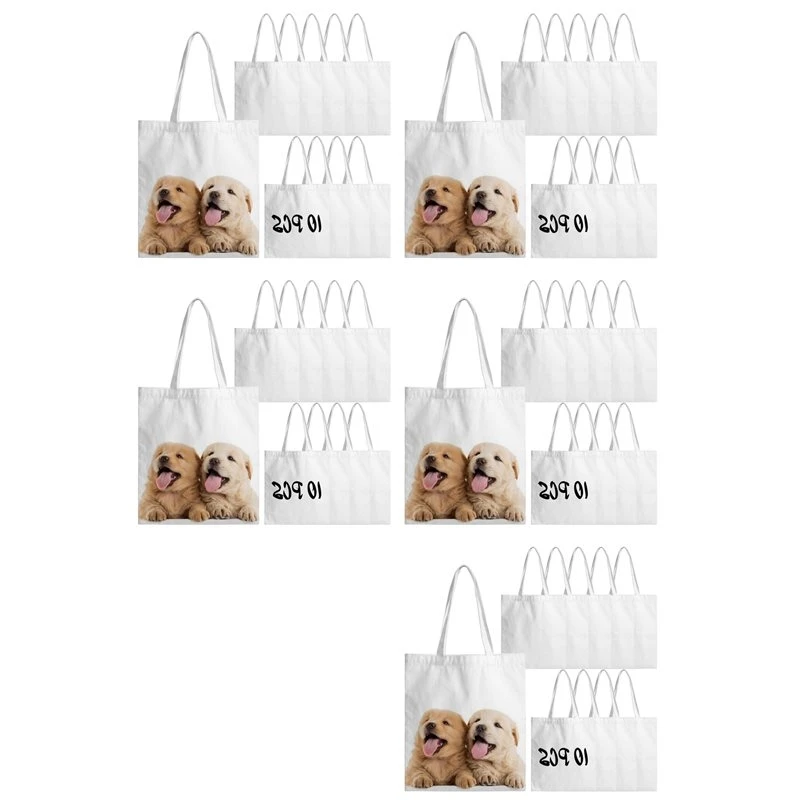 Hot kf-50X Sublimation Tote Bags Blanks 15 X 13 Inch Polyester Canvas Tote For DIY Crafting Heat Transfer Bag For Gift
