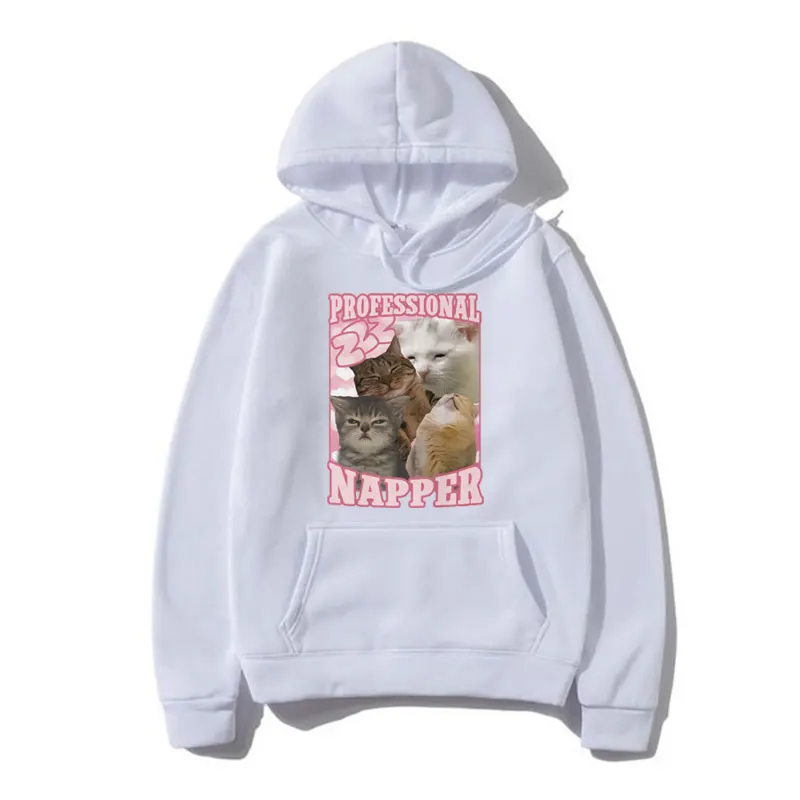 Professional Napper Funny Cat Meme Hoodies Men Women Fashion Kawaii Aesthetic Harajuku Sweatshirt Oversized Streetwear Pullover