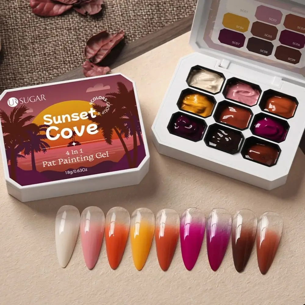 

4-In-1 Pat Painting Gel Polish Gradient Candy Oil Painting Nail Art Painting Gel 9 Colors Nail DIY Mixing Palette Nail Art