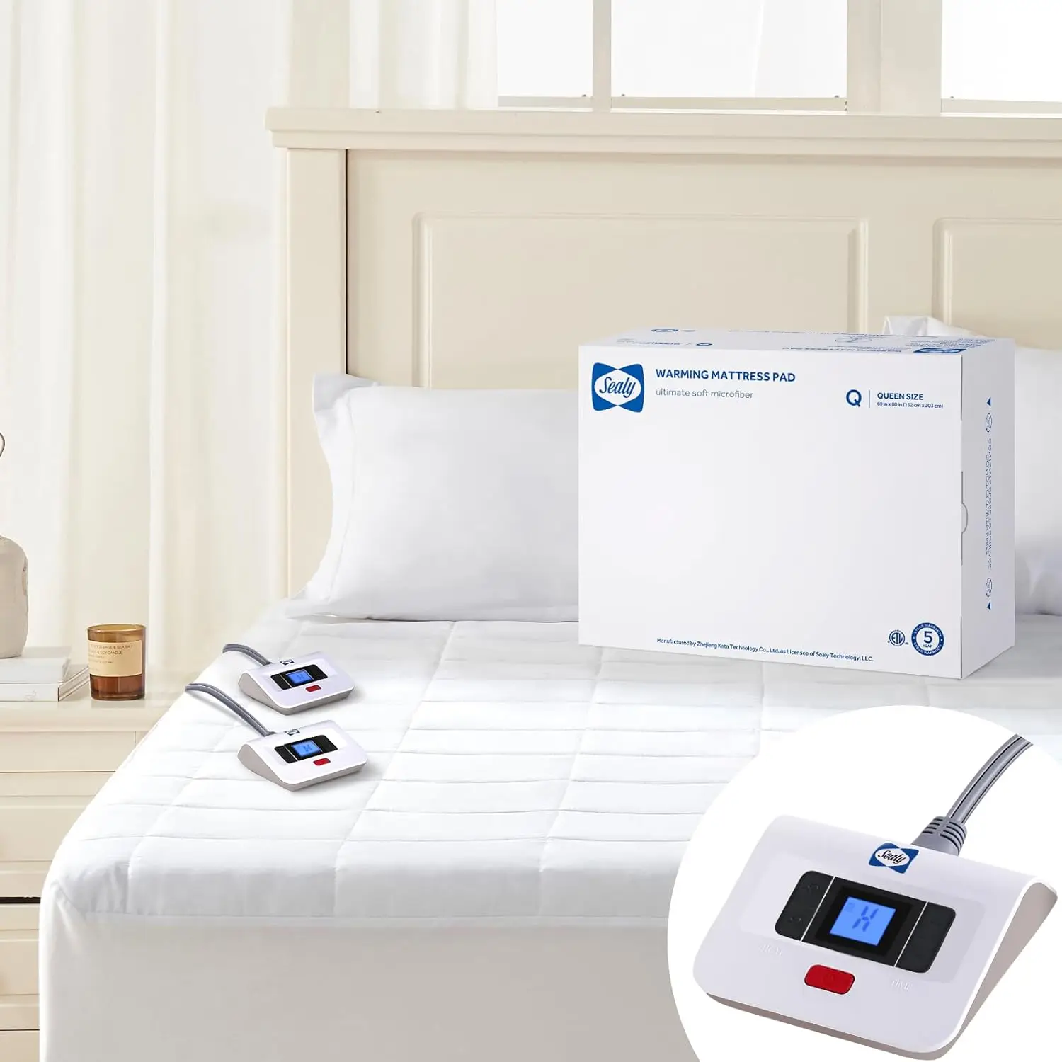 

Queen Size Heated Mattress Pad with 10 Heat Settings, Dual Controllers & Auto Shutoff, Fits Up to 17 Inch Mattress