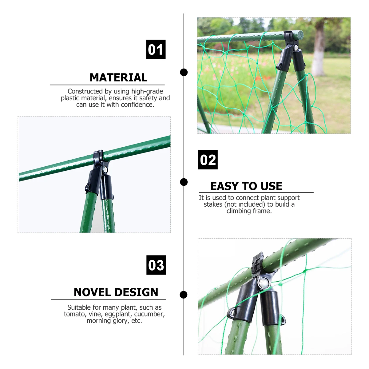 

10pcs Adjustable Plant Connectors 0-70 Degree Plastic Plant Stakes Connectors For Tomato Vine Cucumber Garden Supports