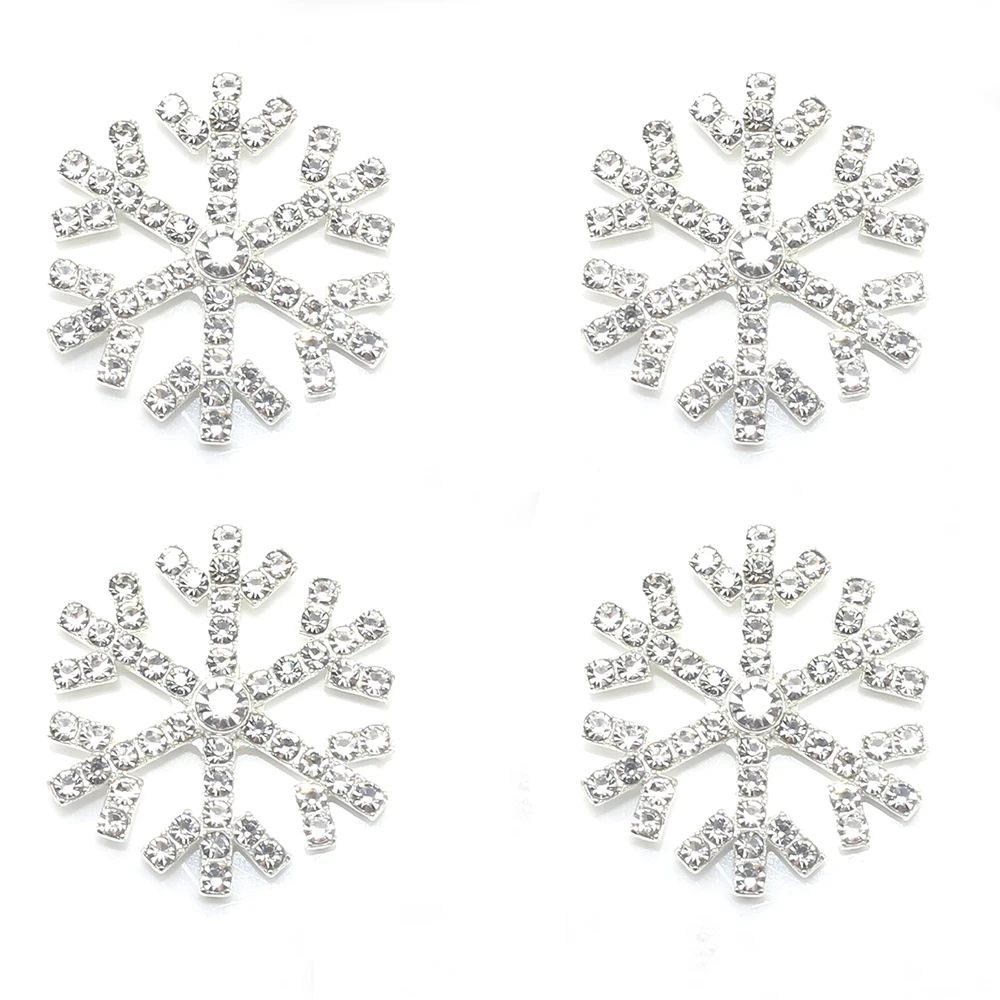 5 Pieces/26/35MM Fashionable Alloy Rhinestone DIY Jewelry Snowflake Clothes Button Self-Adhesive Semi-Finished Product