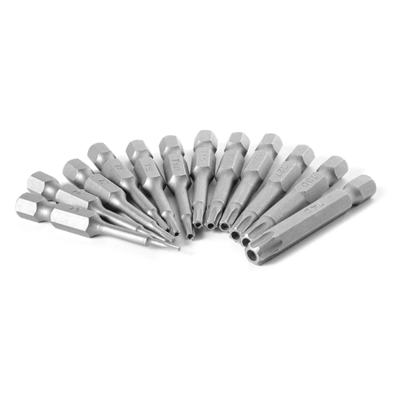 Mới 12 Chuôi Lục Giác T5-T40 Torx Đầu Tua Vít Bit Bộ Thuật Điện Dụng Cụ