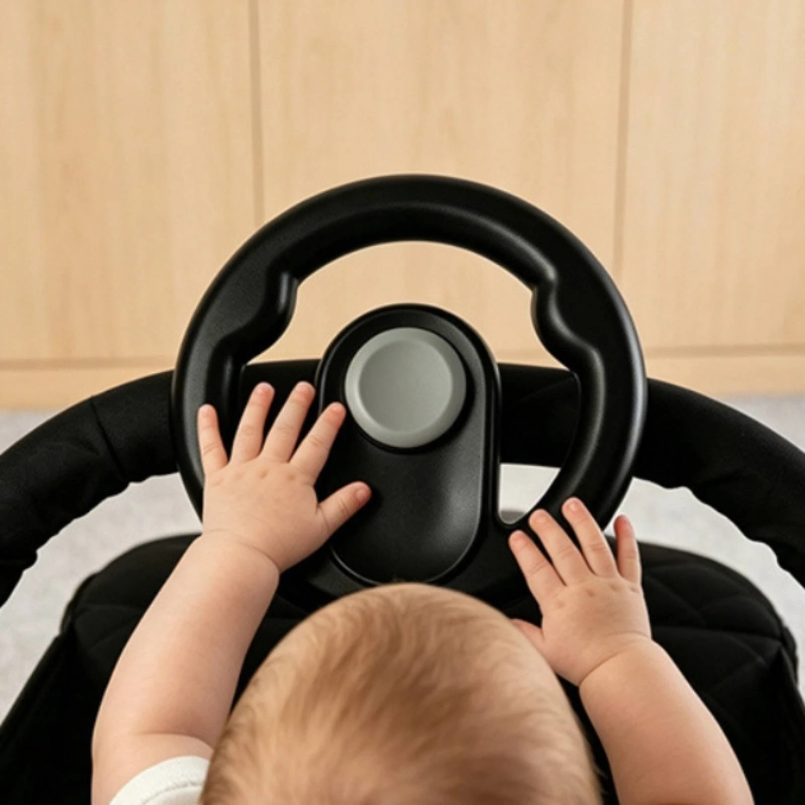 Stroller Steering Wheel Toy Interactive Toy Steering Wheel with Strap Rotatable Easy-Grip for Babies, Car Seat