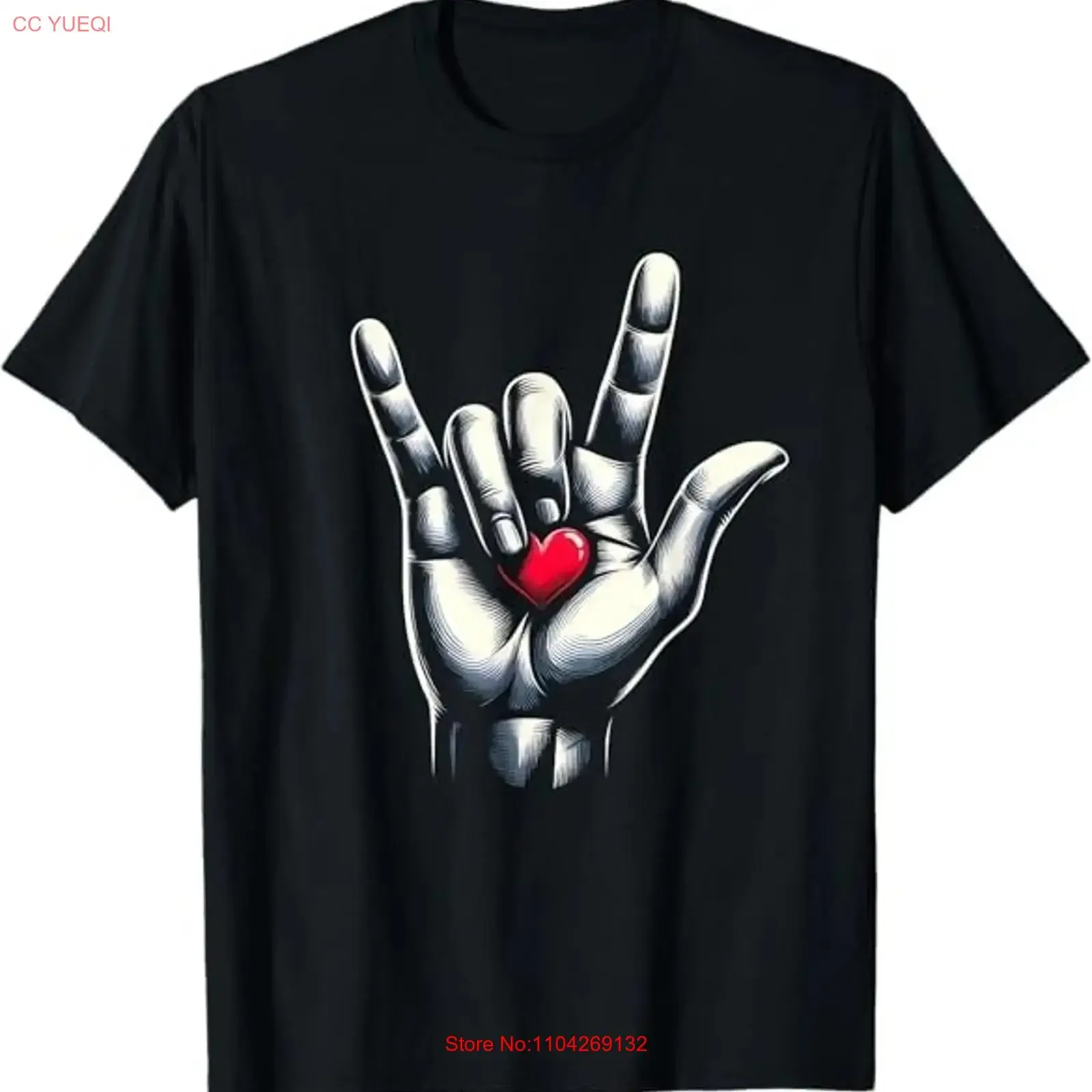 POPULAR ASL I Love You Hand Sign Language Heart Valentines Day T Shirt S 5XL long or short sleeves vintage Washed fashion