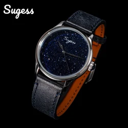 男性用自動機械式時計,青いと金色の石のダイヤル,シンプルなスケルトンケース,サファイアクリスタル,新しいオリジンst2130ムーブメント,38mm