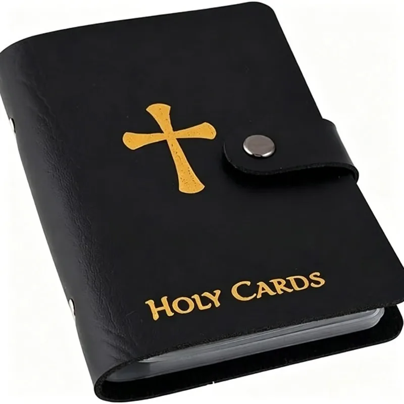 Holy Card Holder Carrying Case for Adults, Unisex, Faux Leather, Up to 40 Cards,  Snap Closure
