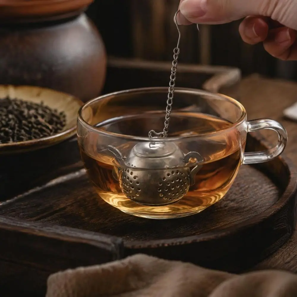 Decorative Shapes Stainless Steel Tea Infuser Fine Mesh Easy Opening Tea Strainer Reusable Loose Leaf Infuser Home Office