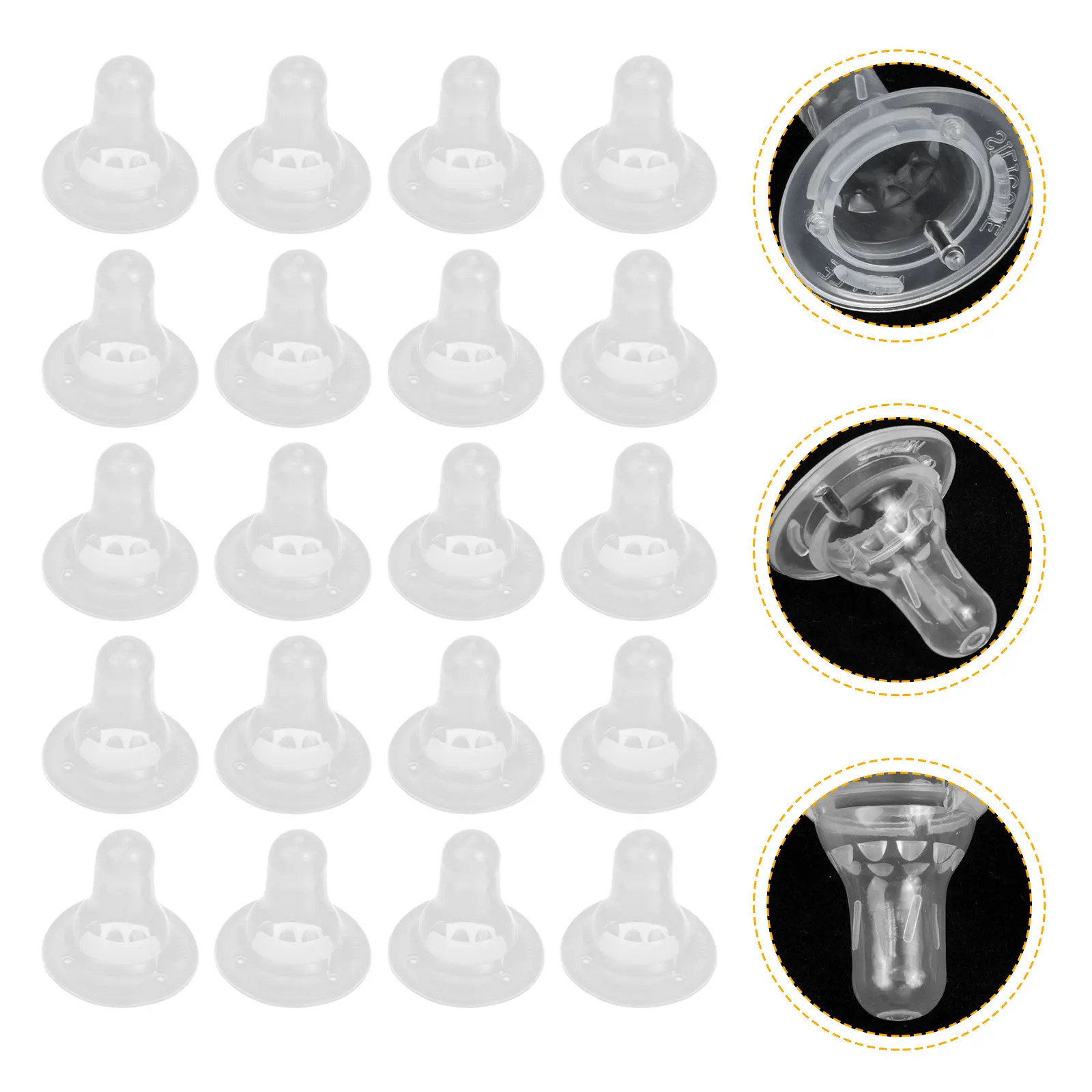 20pcs Silicone Nipples Replacement Nursing Bottle Teat Cross Ventilation Compatible Baby Bottles Safe Practical