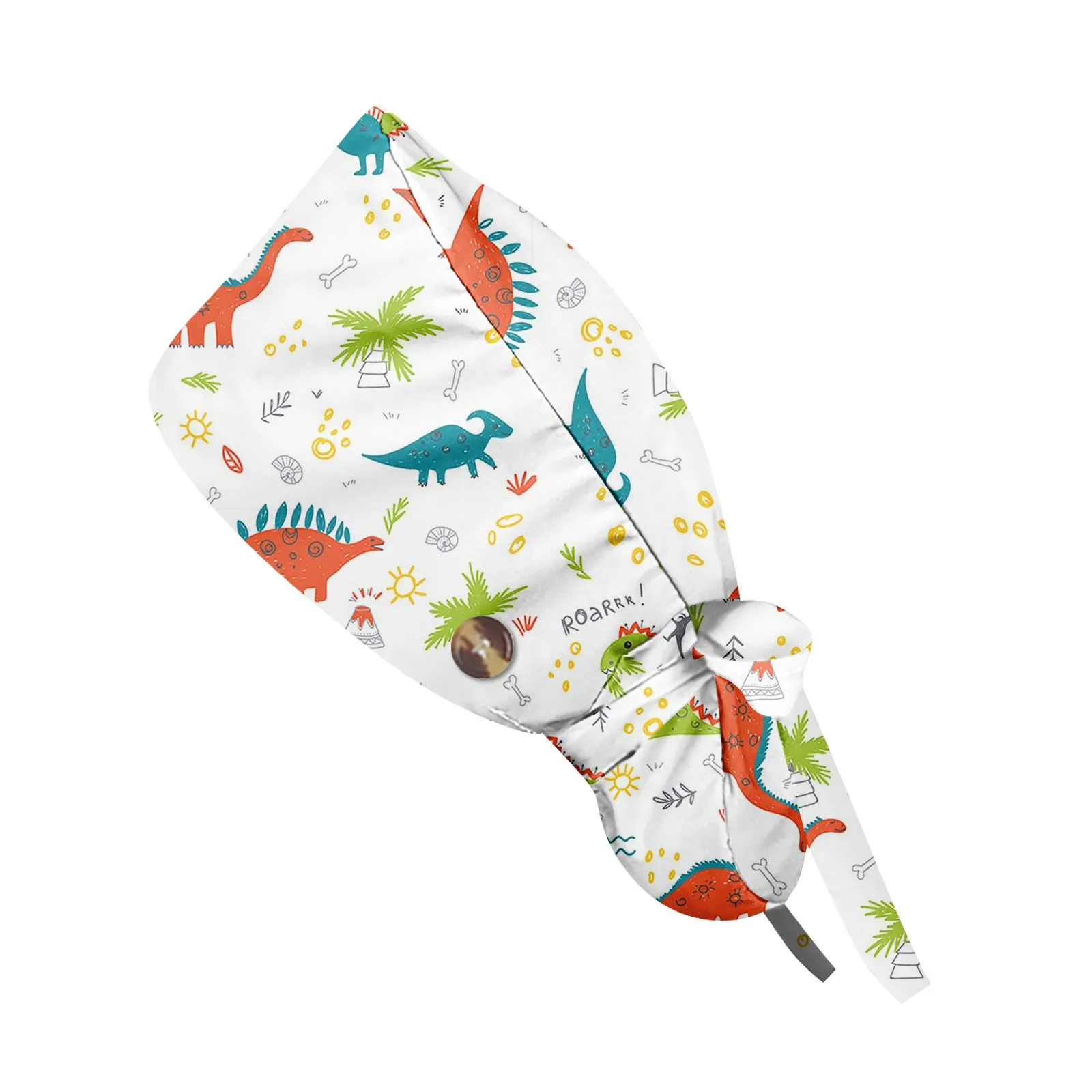 

Scrub Caps For Long Hair Cute Dinosaur Printing Hats Dentistry Hospital Work Hat Lab Hat Pet Clinic Nurse Caps Wholesale