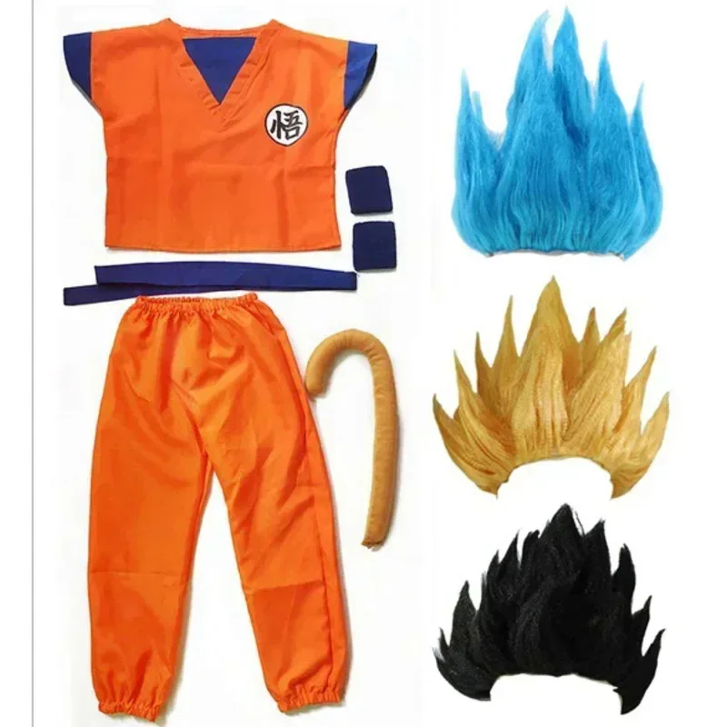 AA Хэллоуин для детей и взрослых Z, костюм Гоку, костюмы для косплея, топ/брюки/ремнь/хвост/запястье/парик, новинка 2023 г.