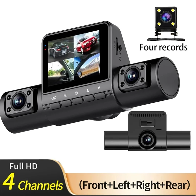 2.0-Inch Car Quad-Record HD Night Vision Tachograph Car Front And Rear Left And Right Simultaneously Recording