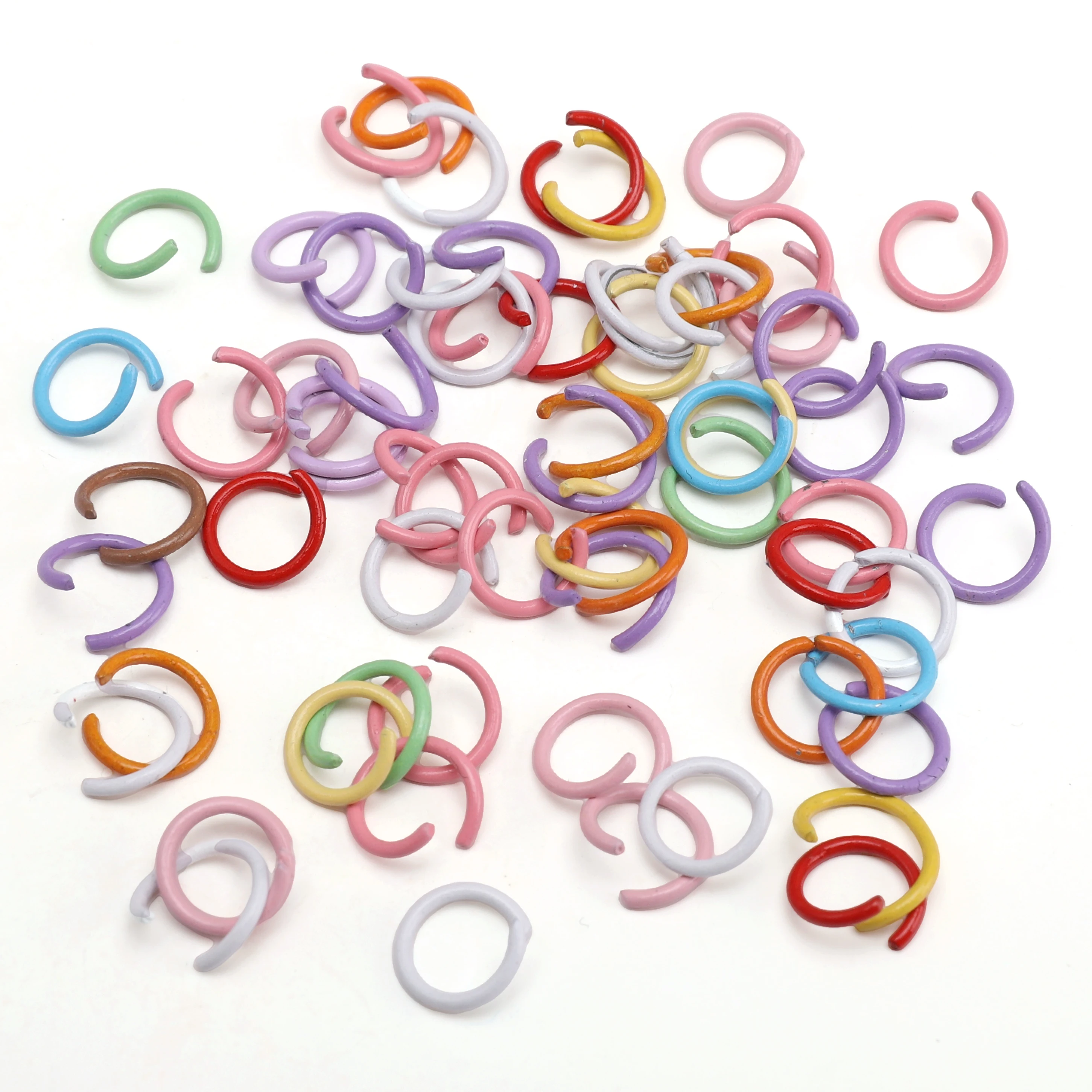 50pcs/lot Colorful Iron Open Jump Rings Fashion Multicolor Lobster Clasp Hooks DIY Jewelry Making Keychain Accessories Findings