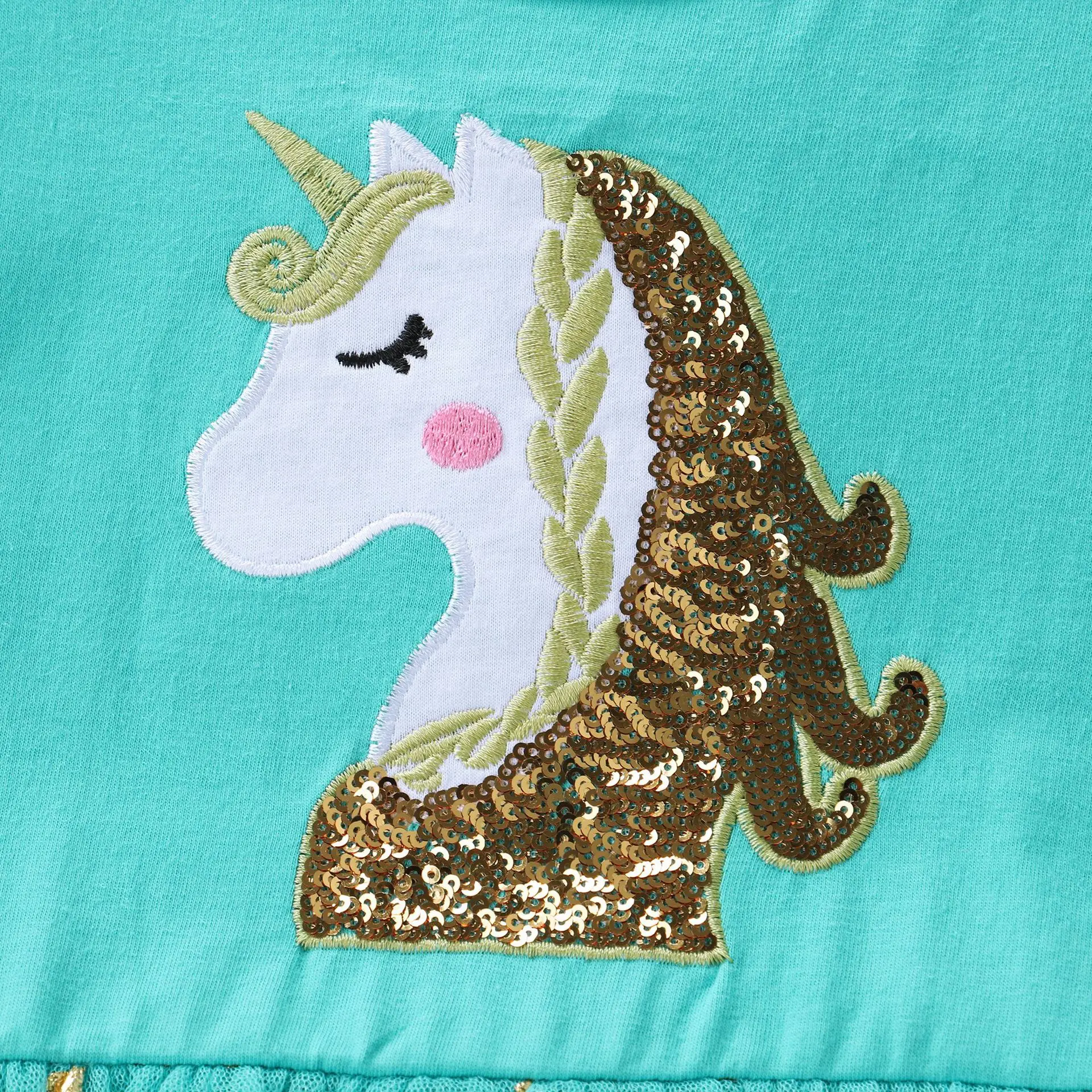 Einhorn kleid für Mädchen: neues ärmelloses besticktes Party kleid für Kinder im Frühjahr/Sommer sh1696 – Detail 12