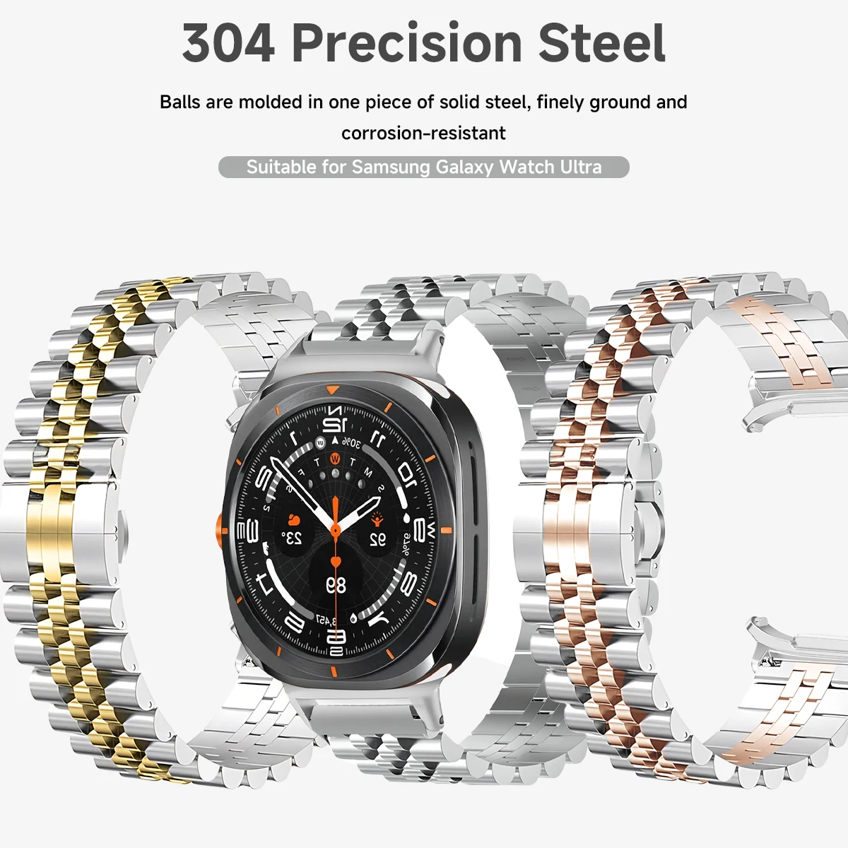 حزام من الفولاذ المقاوم للصدأ لساعة سامسونج جالاكسي 7 الترا 47 ملم بدون فجوات سوار معدني لساعة جالاكسي 7 الترا سريع التركيب