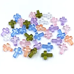 20Pcs 13*16mm Acrylic Transparent Cross Loose Beads for Jewelry Making DIY Accessories