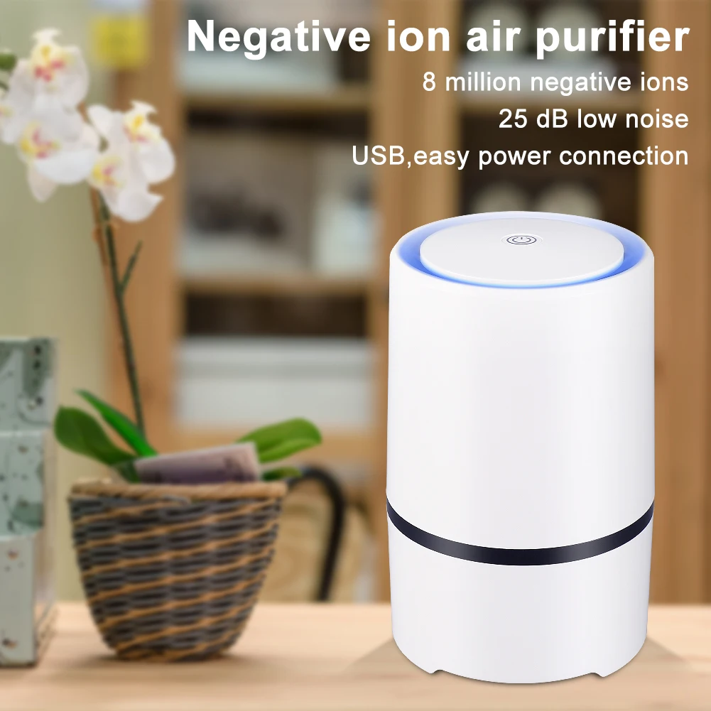 Desktop Air Cleaner Air Purifier with HEPA & Carbon Filter 25dB Low Noise USB Power Household Effective Purification