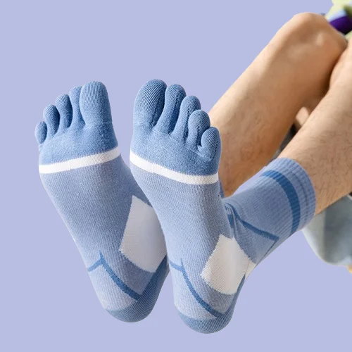 Calcetines deportivos de cinco dedos para hombre, medias de tubo medio, transpirables, absorbentes de sudor, con punta dividida, alta calidad, 5/10 pares