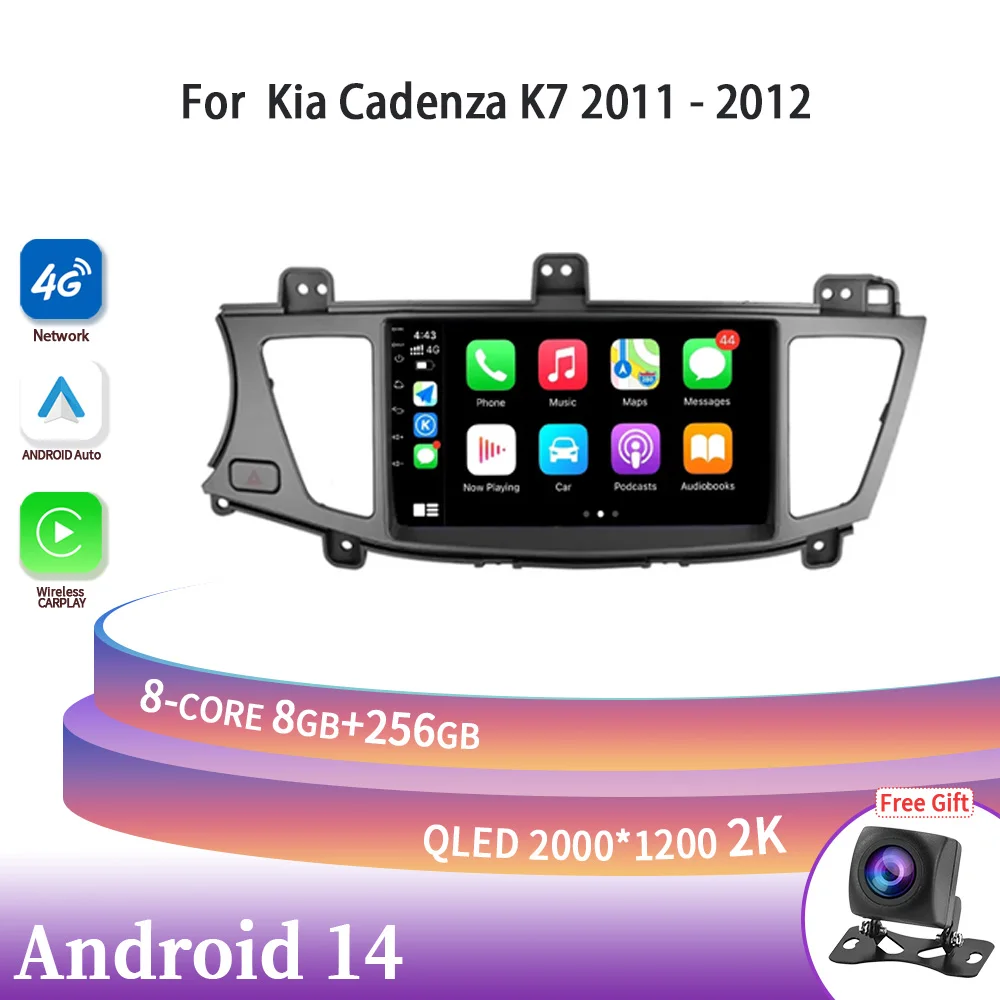 

Android 14 For Kia Cadenza K7 2011-2012 Wireless Carplay Stereo GPS 4G Car Radio Multimedia Navigation Screen Head Unit 2DIN