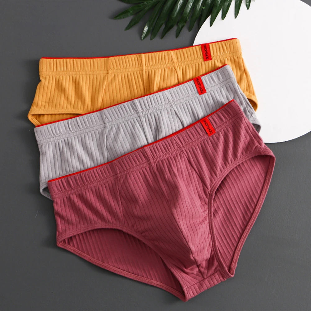 Men Daily Convex Pouch Underwear Solid Briefs Cotton Shorts Male Smooth Panties Pouch Underpant Lingerie Men\'s Swimming Trunks